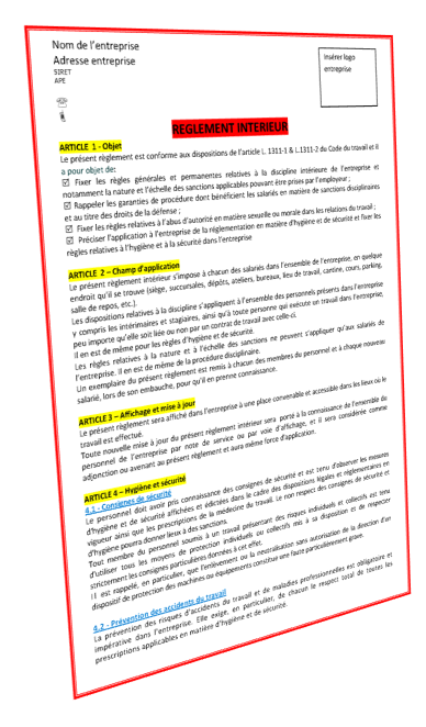 Reglement Interieur Obligatoire Pour Les Entreprises Des 20